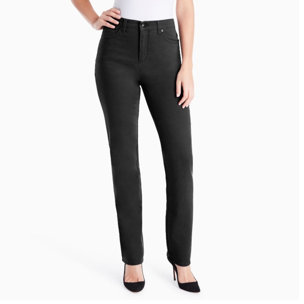 NWT Gloria Vanderbilt Straight Leg Denim Jeans - Black high waisted 4P Short
